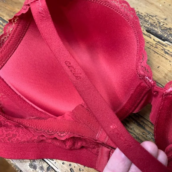 Aerie Red Lace Push-Up Underwire Bra Size 36D - Picture 3 of 5